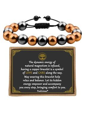Copper Magnetic Bracelet Adjustable Hematite Bead Wristband For Men Women